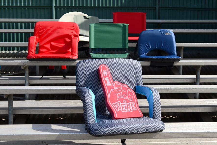Home-Complete Wide Stadium Seat Chair Bleacher Cushion with Padded Back Support Armrests 6 Reclining Positions and Portable Carry Straps