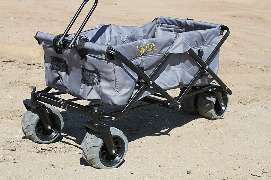 Camo/Green Pull & Push Collapsible Utility Folding Wagon with All Terrain Wide Tire 