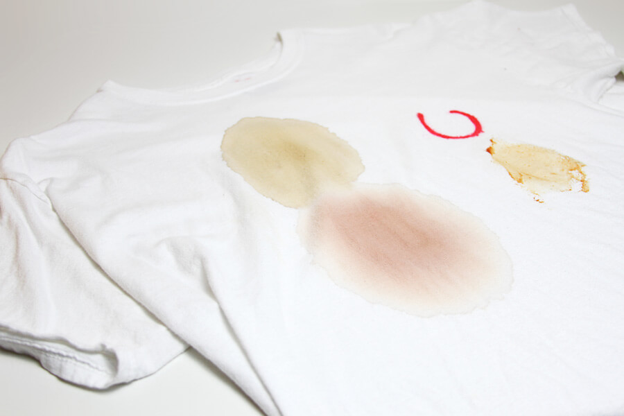 white t shirt with four stains