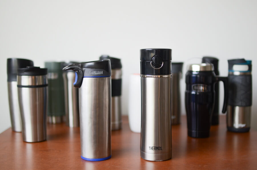 group of all tested travel mugs