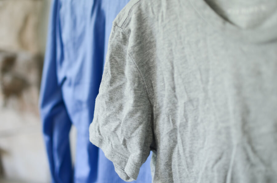 wrinkled mens dress shirt and t-shirt