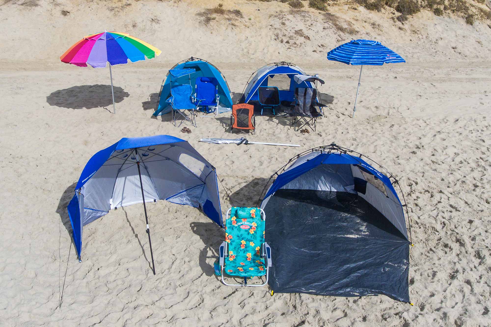 group of the best beach gear on the sand