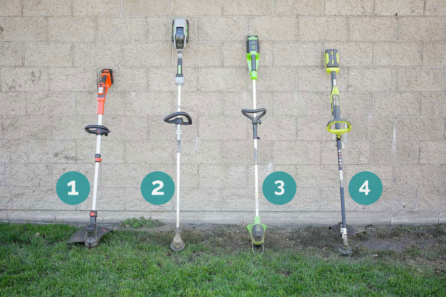 lineup of string trimmers