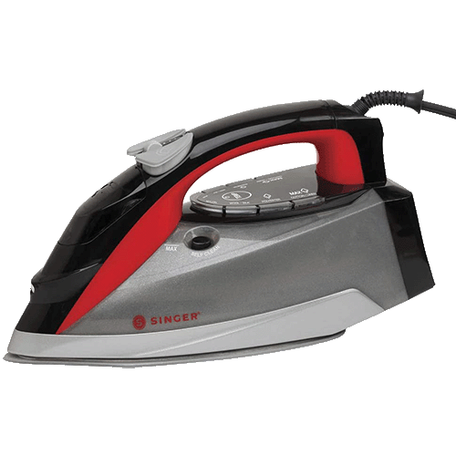 Sunbeam Professional 1700W Digital Steam Iron, Multi-Color LCD Display  Screen, Retractable Cord, Black and Red Finish 
