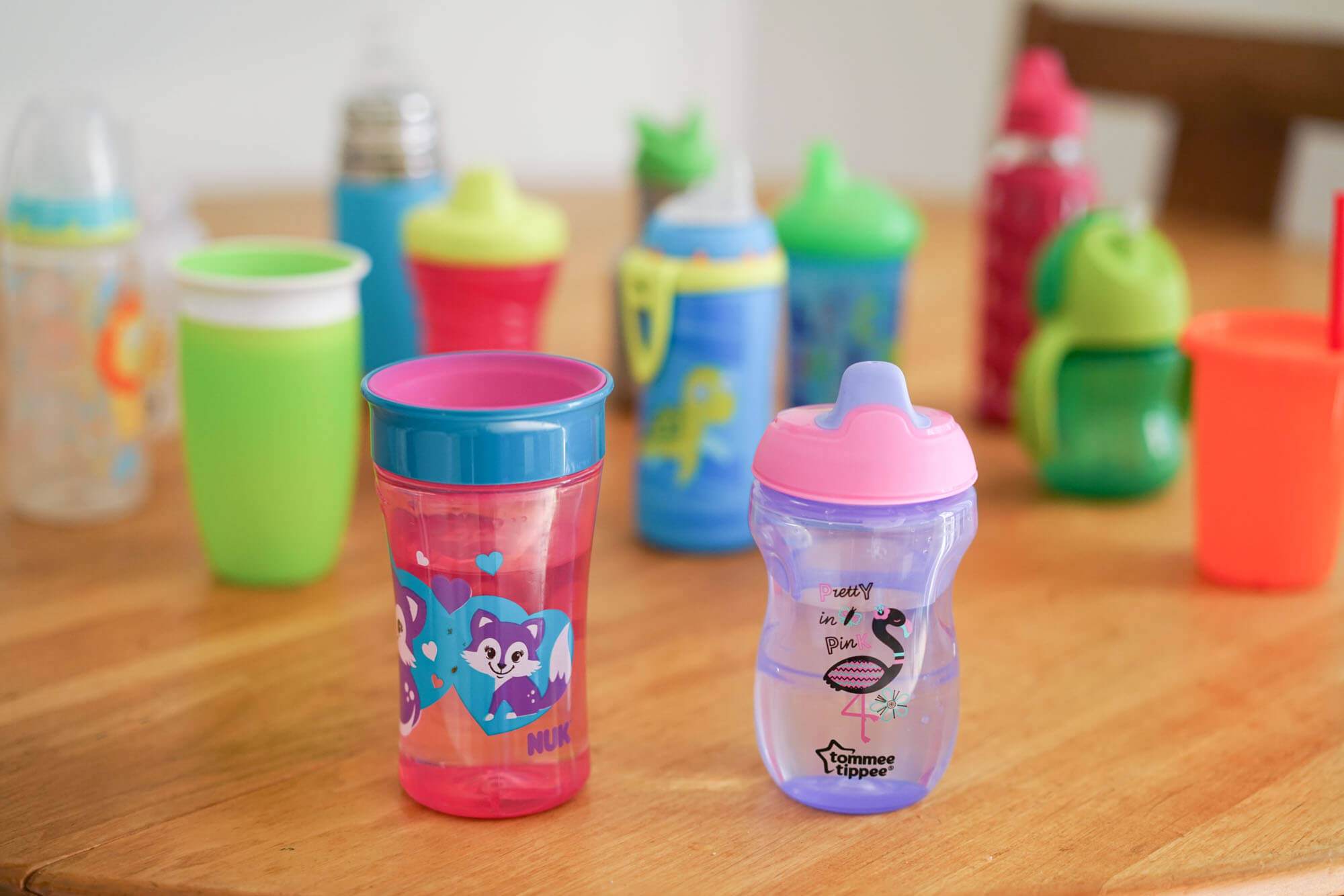 Cute Sippy Training Toddler Kid No Spill Drinking Cup Travel Mug Lid Handles G 