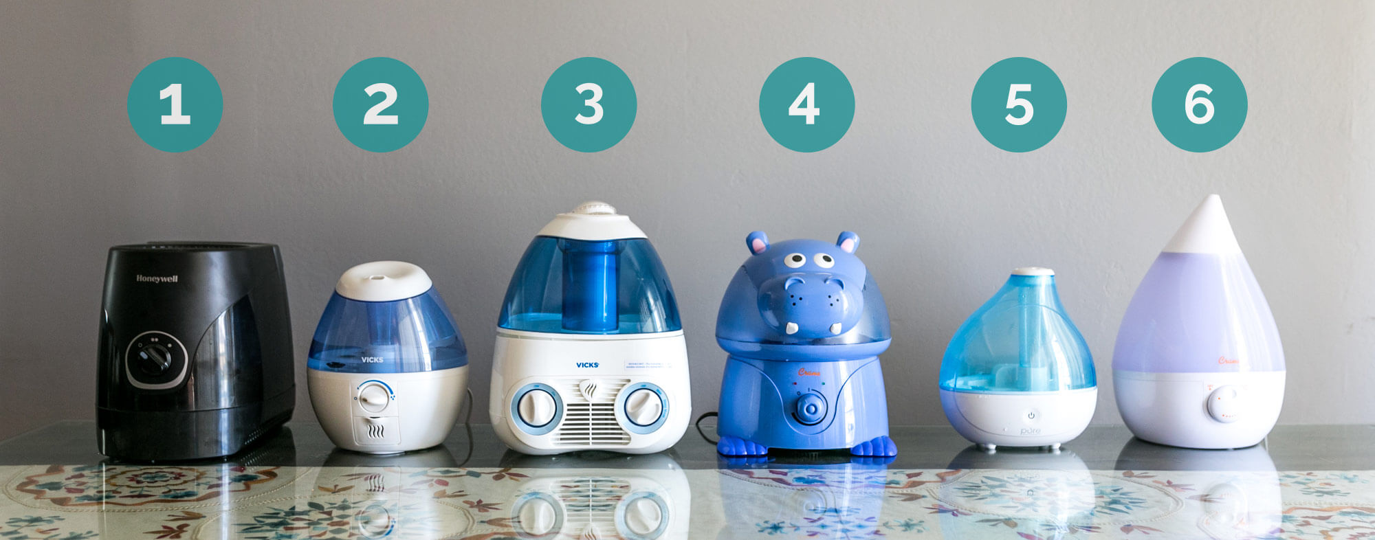 lineup of the six best small humidifiers