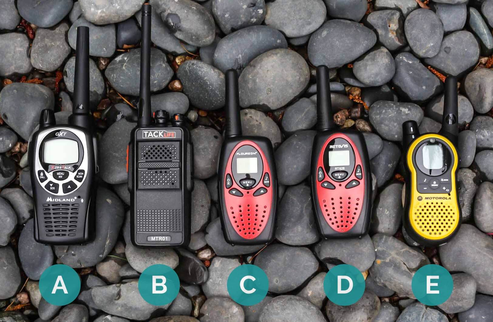 Lineup of walkie talkies 