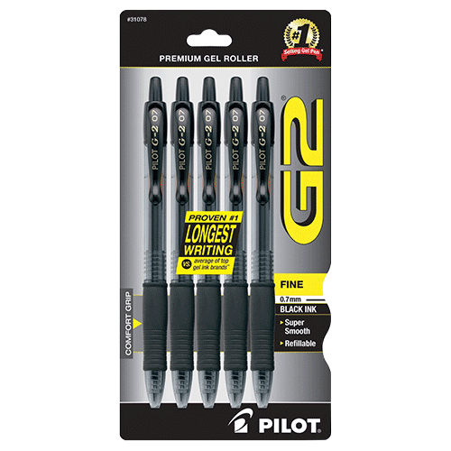 6 Pens Pack BLACK PILOT SUPER GRIP 1.0mm medium ball point pen 
