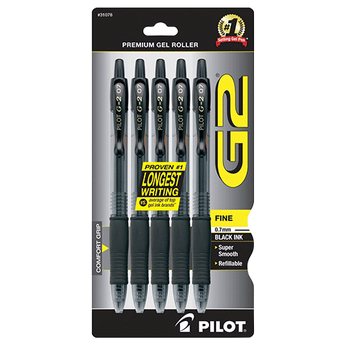 5 Pack Cute Gel Pens, Retractable Quick Dry Gel Ink Pen, Fine Point 0.5mm Black Ink Rolling Ball Gel Pens, Smooth Writing Aesthetic Pens for Home