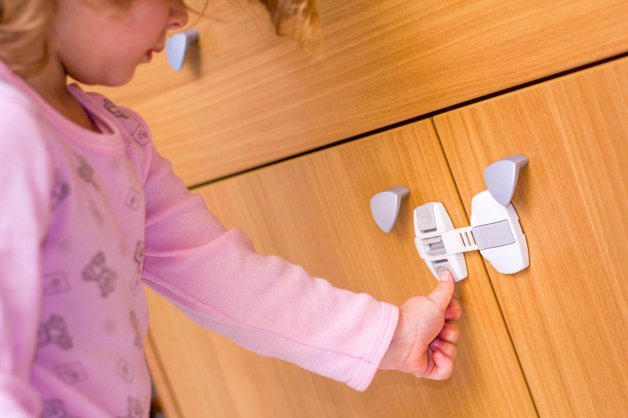 child proof lock on cabinet