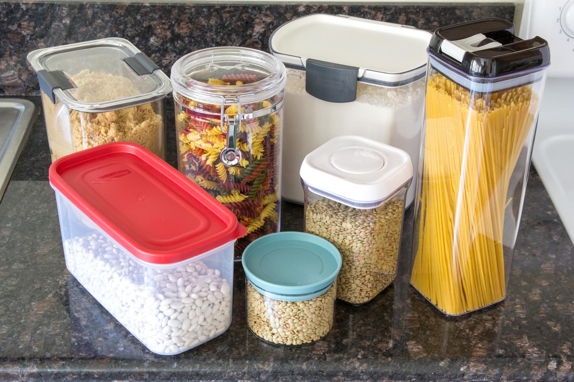 3 X 2L Plastic Dry Dried Food Cereal Pasta Storage Dispenser Pet Container Box R 