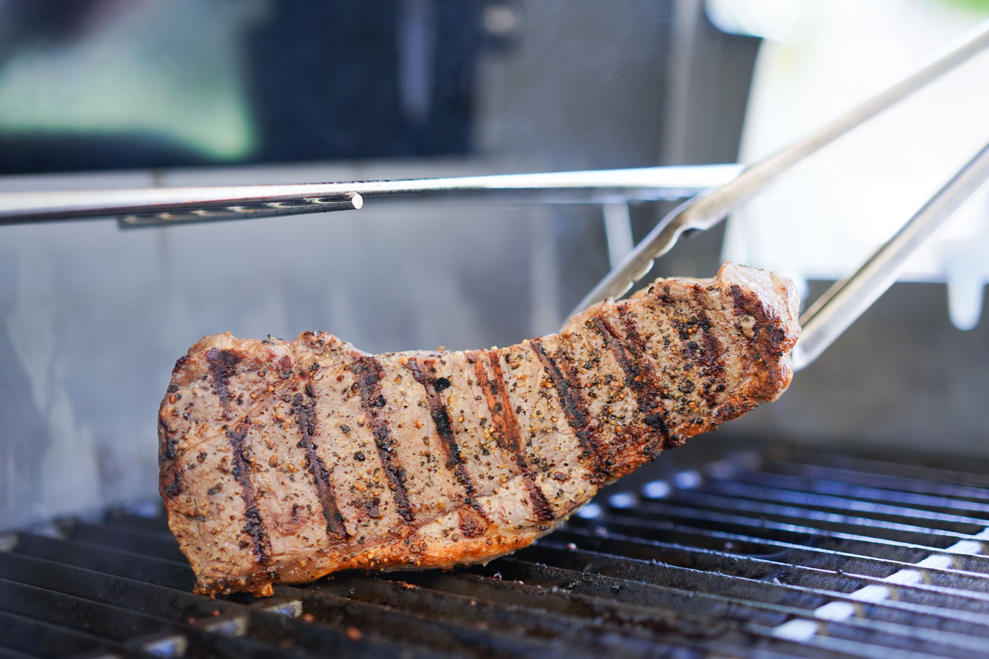 strip steak seared on a BBQ