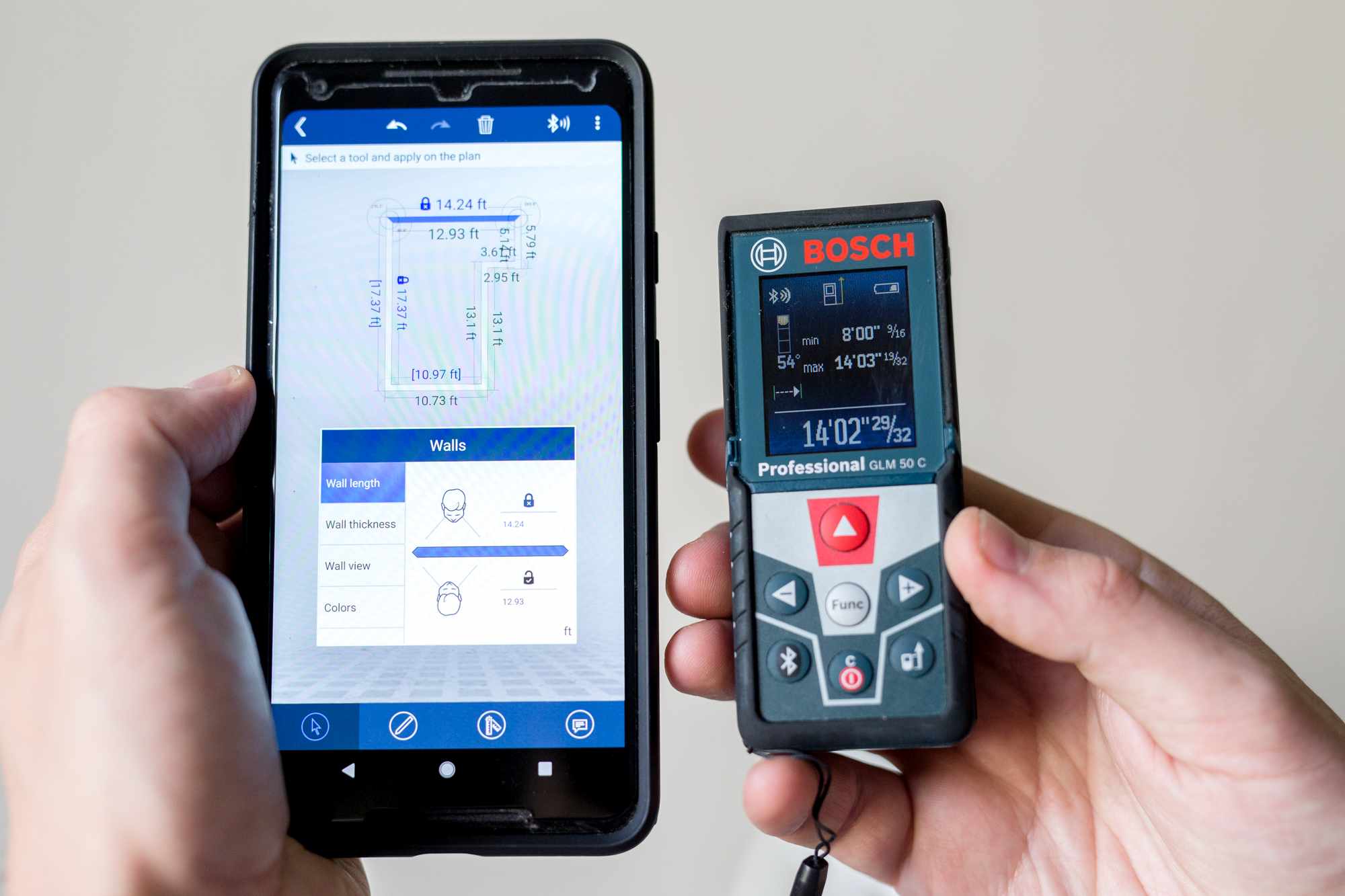 Bosch MeasureOn app with Bluetooth connection