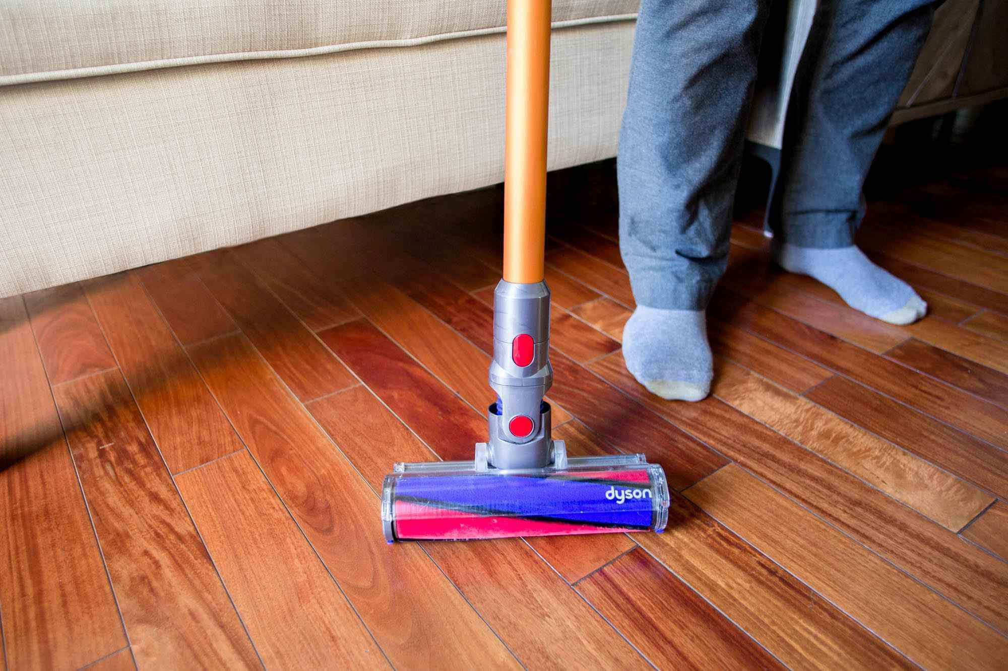 vacuuming hardwood floors