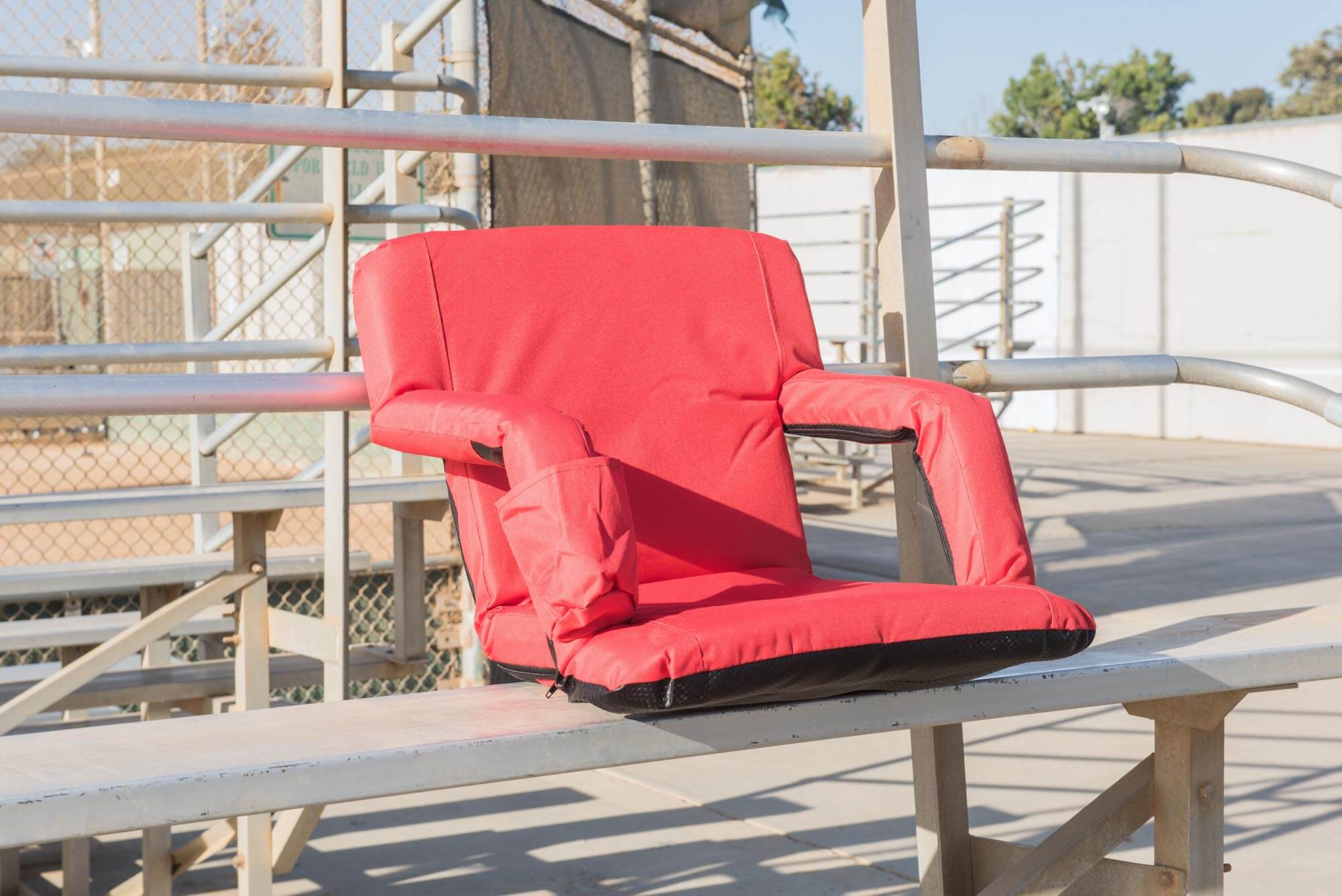 Portable Stadium Seat Folding Cushion Bleachers Chair Adjustable Red 
