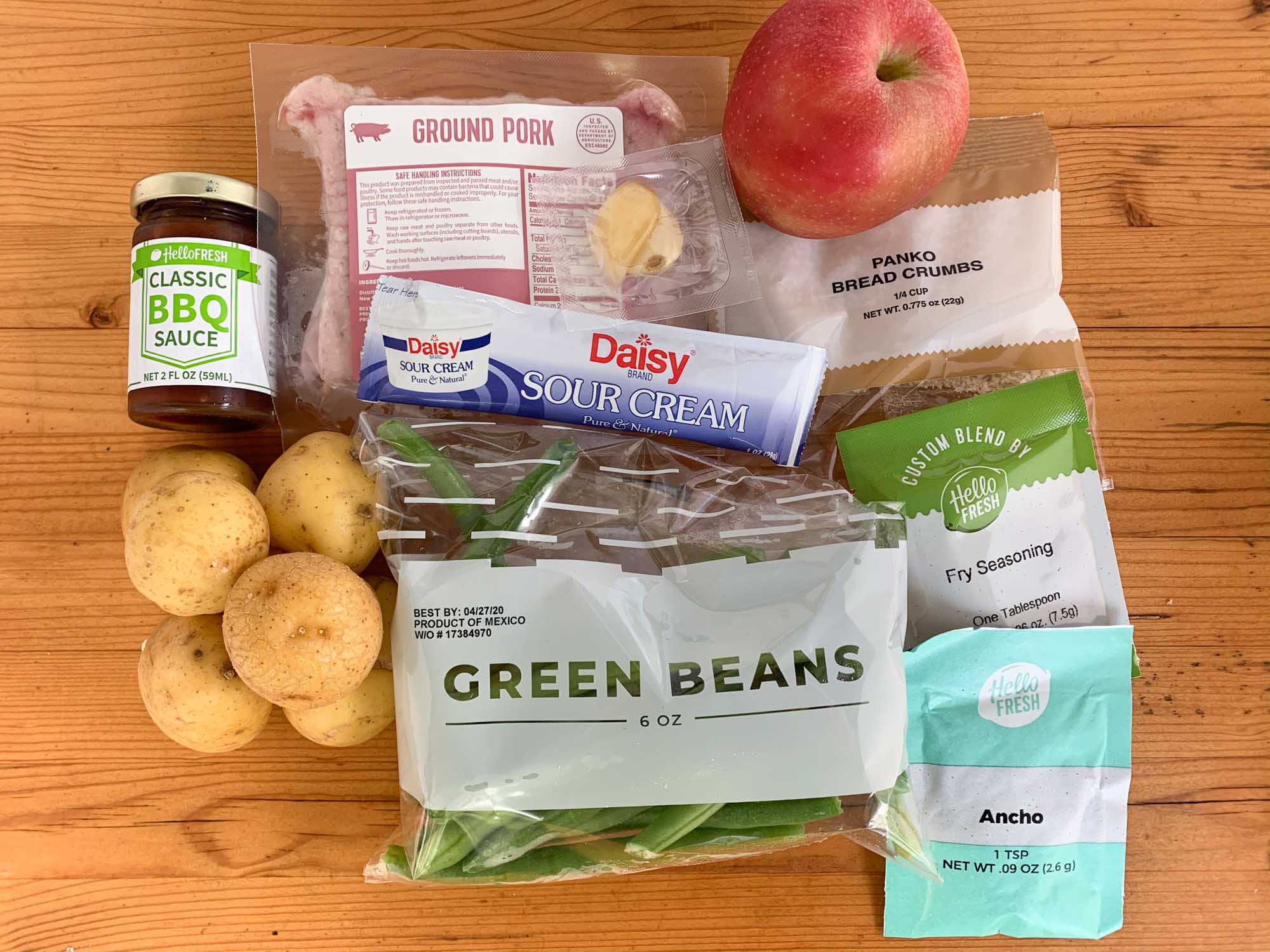 spread of ingredients for bbq apple meatloaf