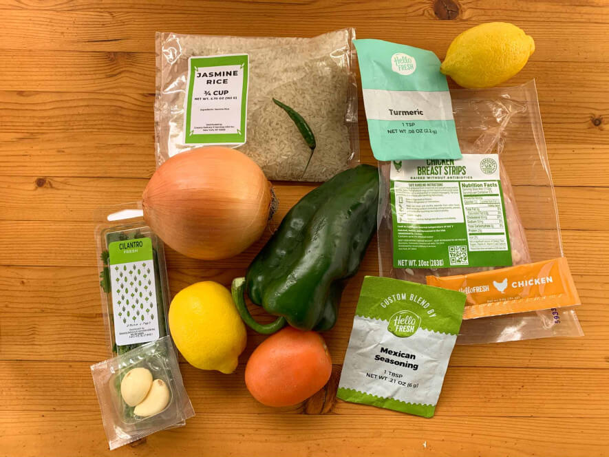 HelloFresh ingredients for 1 recipe: chimi chicken and rice