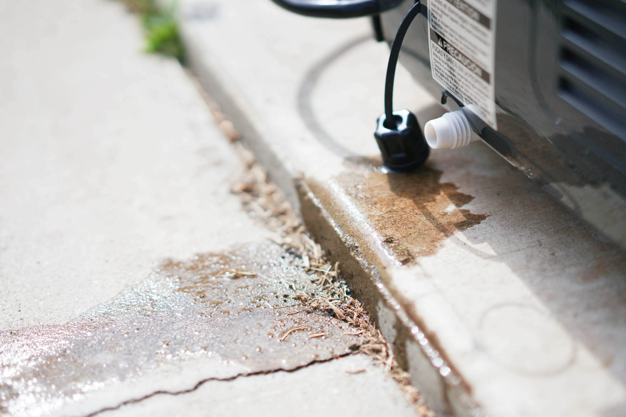 draining portable AC on concrete