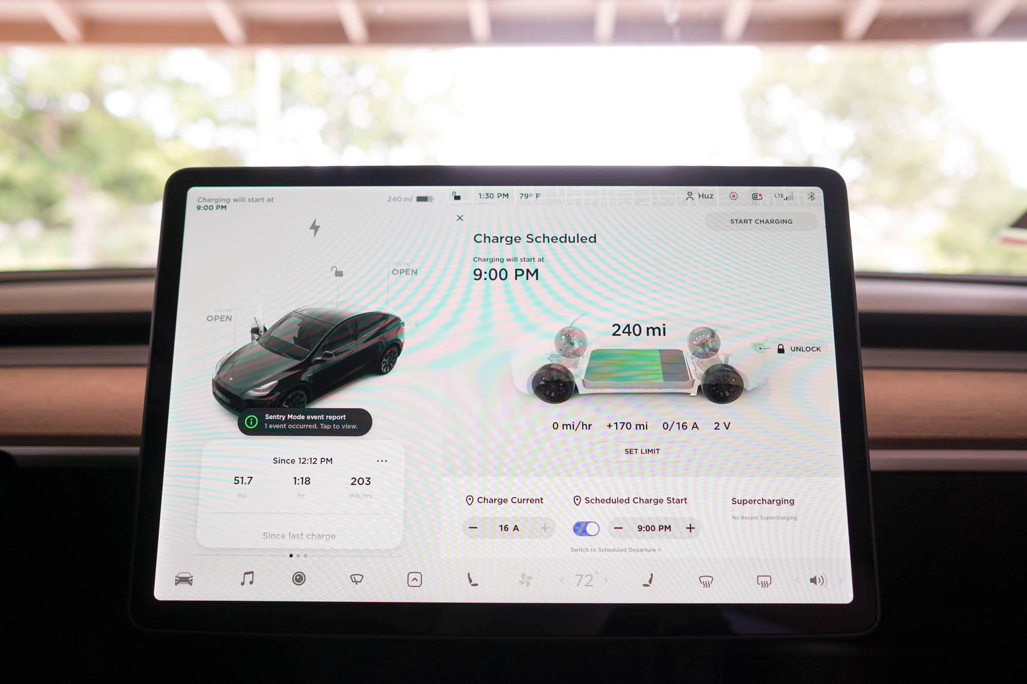 Tesla Model Y charging screen