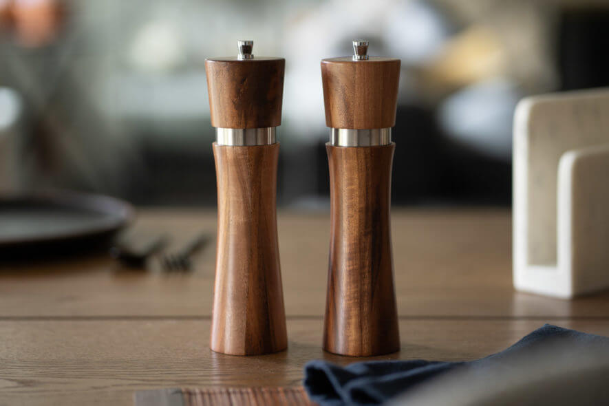 Glass & Wood Salt & Pepper Grinder Set