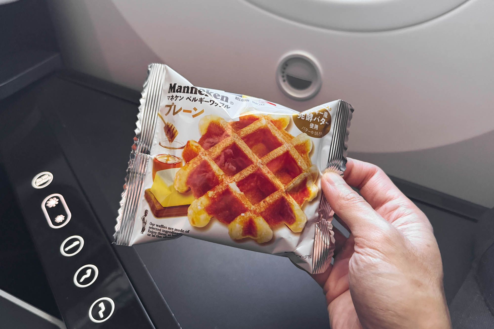 packaged waffle on plane